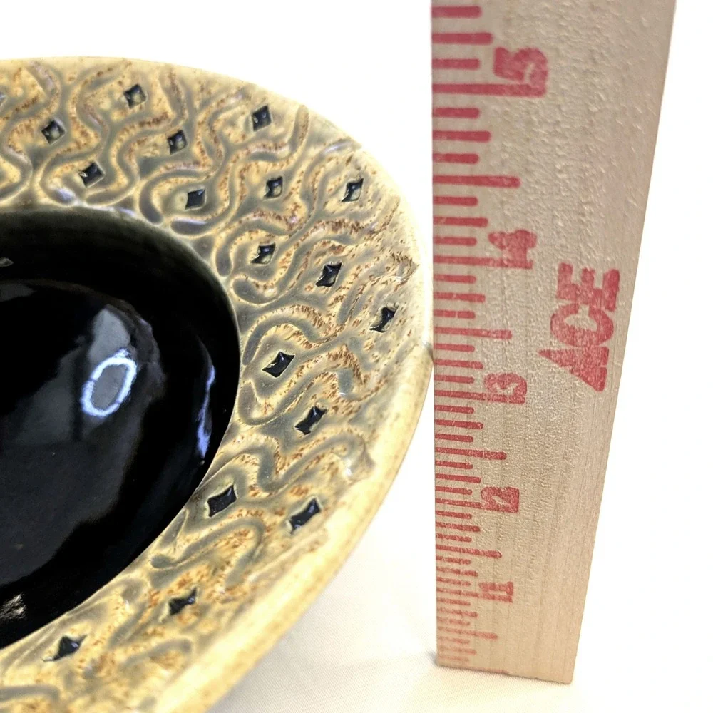 Burhans USA Studio Pottery 3 Piece Set Triangular Planter Bowl Drip Glaze